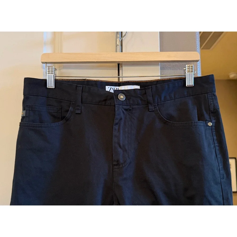 Zara Men's Black Skinny Fit Chino Pants Five Pocket Trousers Mid Rise Size 32